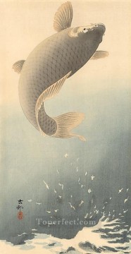 carpa saltadora pez Ohara Koson Pinturas al óleo